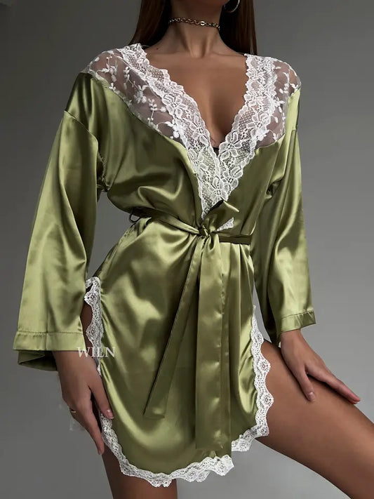 BLISS Luxurious Satin Laced Robe