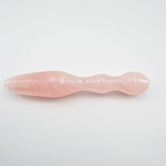 Ellure handcrafted rose quartz crystal wellness wand made from natural rose quartz for meditation, mindfulness, relaxation, energy work, chakra balancing, and luxury self-care rituals.