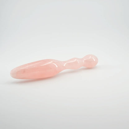 Ellure handcrafted rose quartz crystal wellness wand made from natural rose quartz for meditation, mindfulness, relaxation, energy work, chakra balancing, and luxury self-care rituals.
