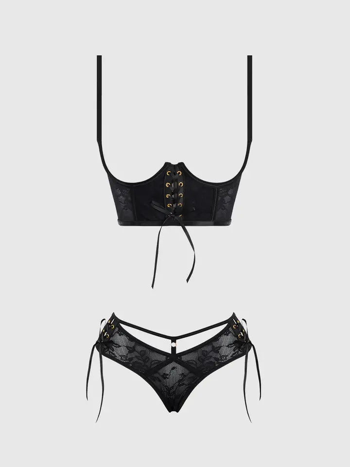 GIA LACE OPEN CUP BRA & PANTY SET