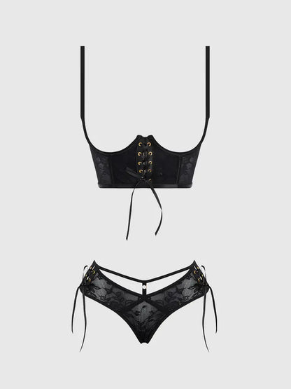 GIA LACE OPEN CUP BRA & PANTY SET