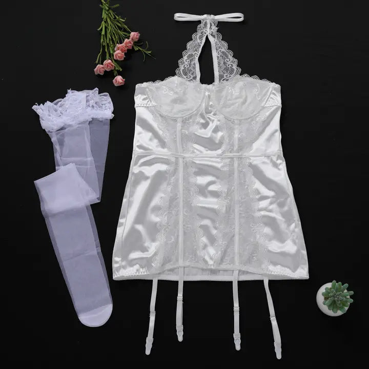 Lace patchwork Chest Wrap Lingerie Set