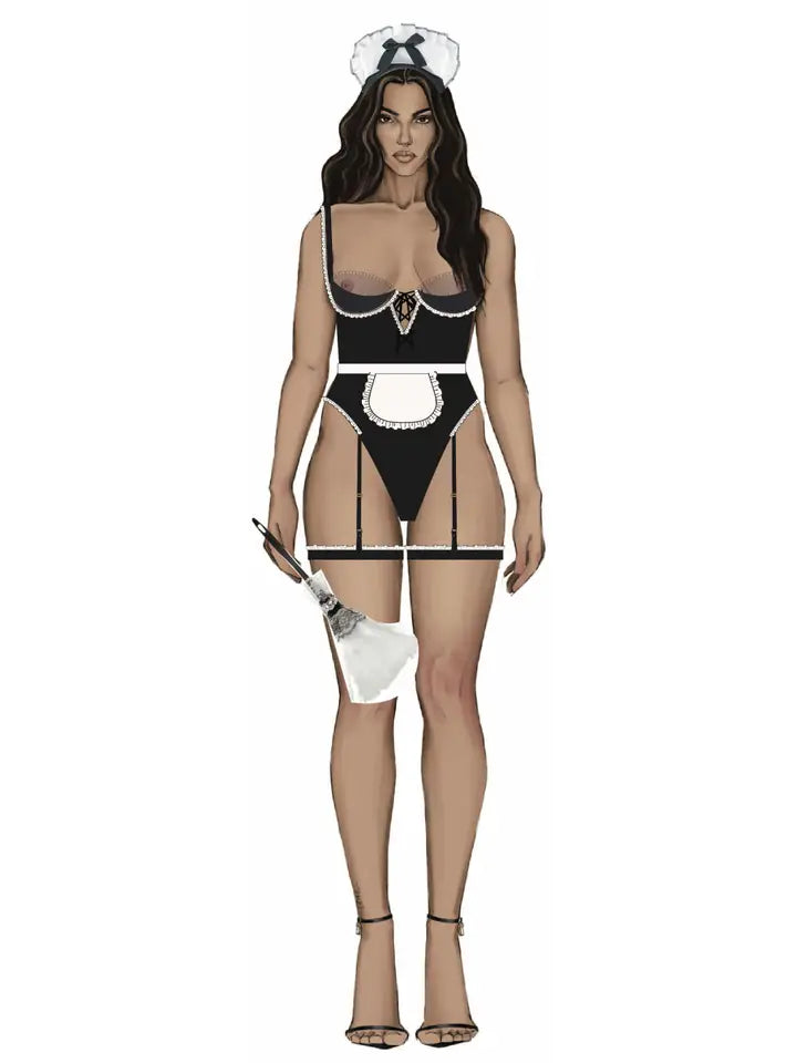 Maid Teddy, Apron, Headpiece & Duster