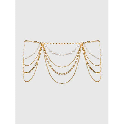Pearl & Chain Draped Garter