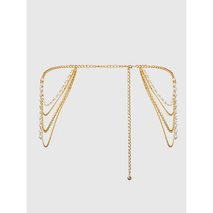 Pearl & Chain Draped Garter