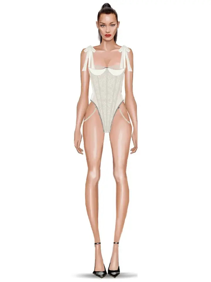 Rosalie Embroidered Lace Teddy