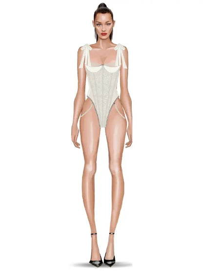 Rosalie Embroidered Lace Teddy