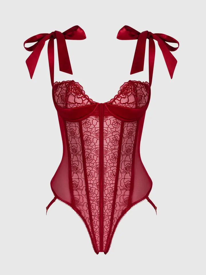 ROSALIE EMBROIDERED LACE TEDDY