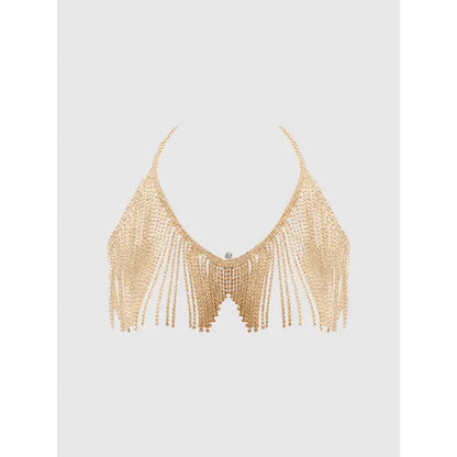 Rhinestone Dangle V-Neck Bra