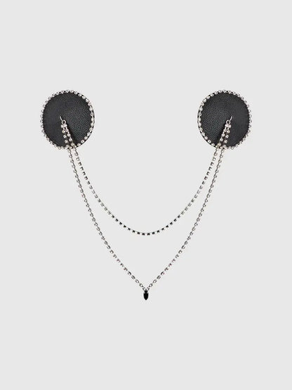 Rhinestone & Leather-Like Draped Pasties