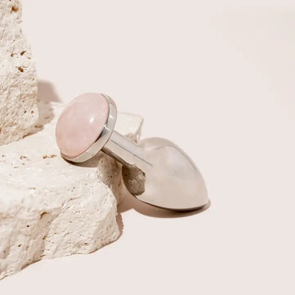 Rose Quartz Stainless Steel Butt Plug