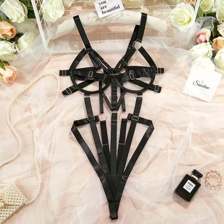 Strap Metal Silver Sexy Lingerie Set 2316