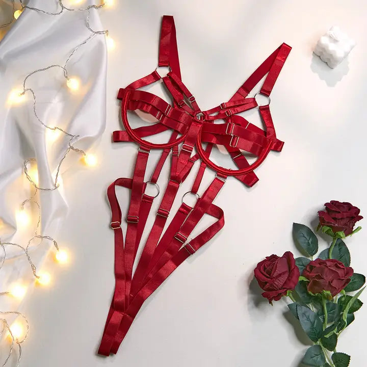 Strap Metal Silver Sexy Lingerie Set 2316