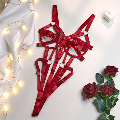 Strap Metal Silver Sexy Lingerie Set 2316