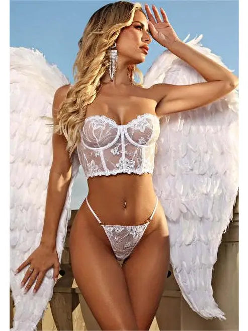 Sweetkama 2PCS Embroidered Lingerie Set