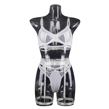 Sweetkama Black See Through Lingerie Set with Garter Belt