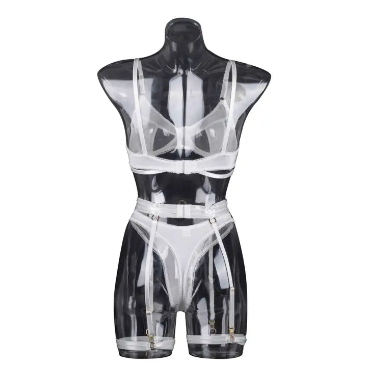Sweetkama Black See Through Lingerie Set with Garter Belt