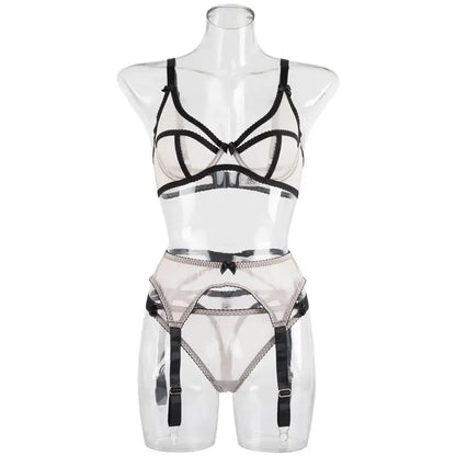 Sweetkama Gauze Garter Belt Bra Lingerie Set