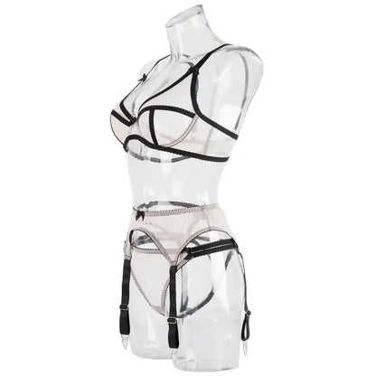 Sweetkama Gauze Garter Belt Bra Lingerie Set
