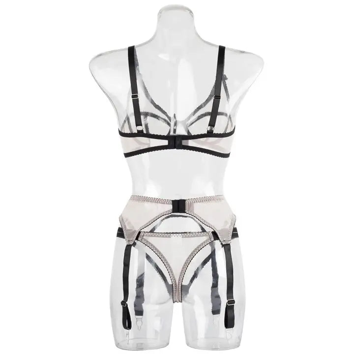 Sweetkama Gauze Garter Belt Bra Lingerie Set