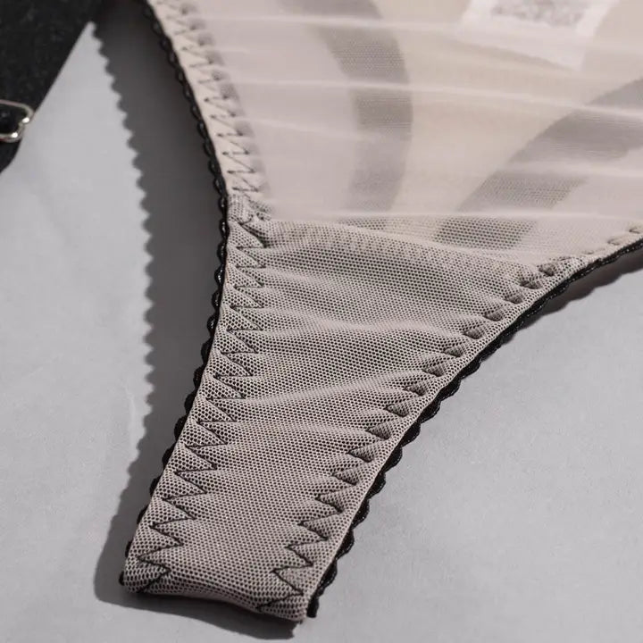 Sweetkama Gauze Garter Belt Bra Lingerie Set