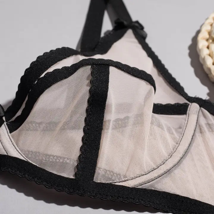 Sweetkama Gauze Garter Belt Bra Lingerie Set