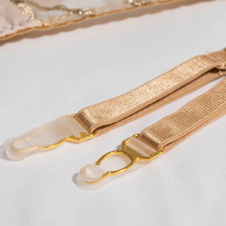 Sweetkama Golden Gathering Garter Belt Bra Lingerie Set