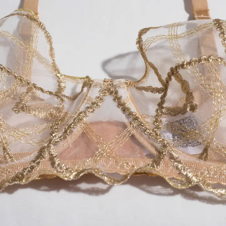 Sweetkama Golden Gathering Garter Belt Bra Lingerie Set