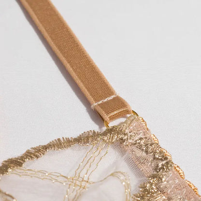 Sweetkama Golden Gathering Garter Belt Bra Lingerie Set