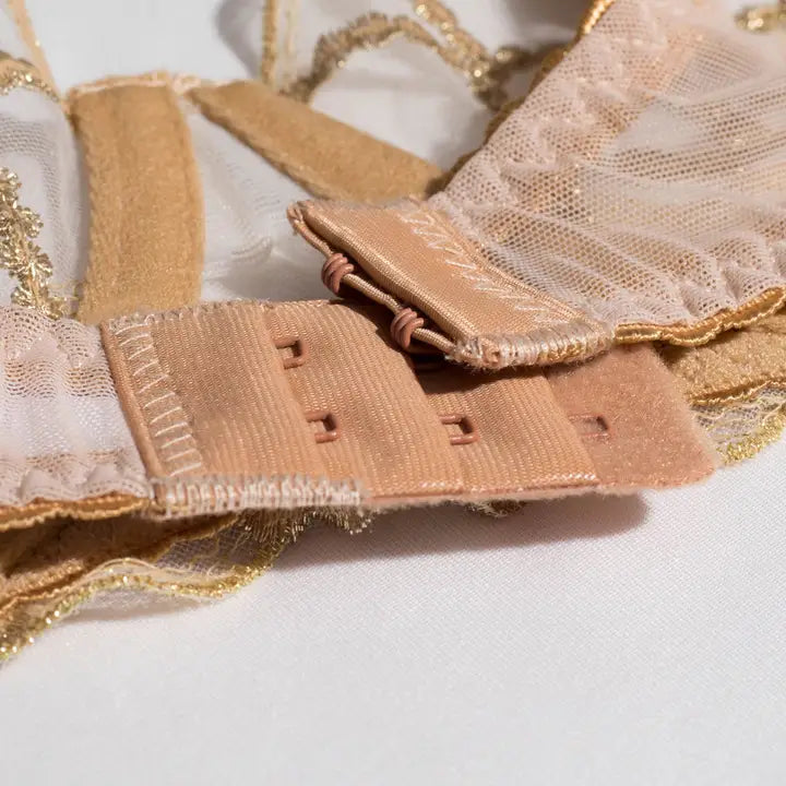 Sweetkama Golden Gathering Garter Belt Bra Lingerie Set