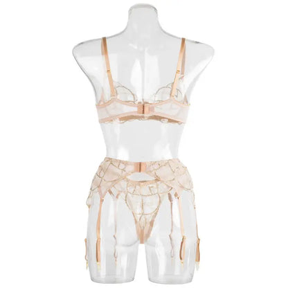 Sweetkama Golden Gathering Garter Belt Bra Lingerie Set