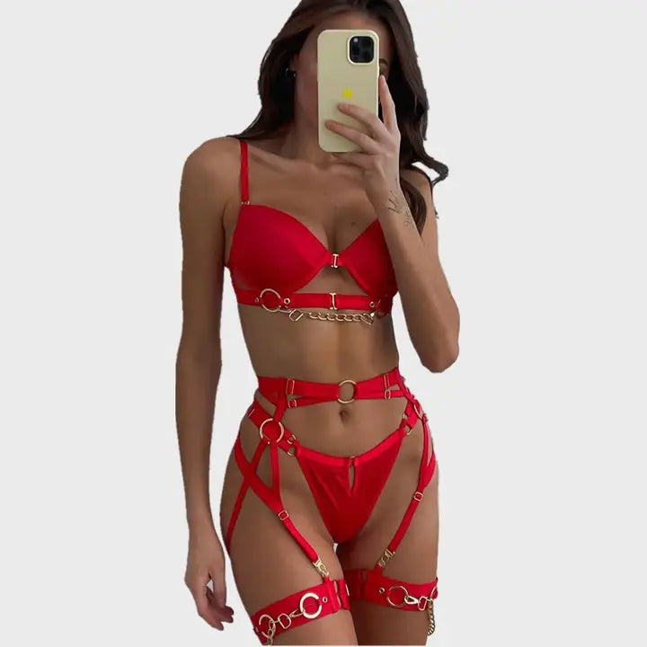Sweetkama Ladies Solid Color Sexy Underwear Set