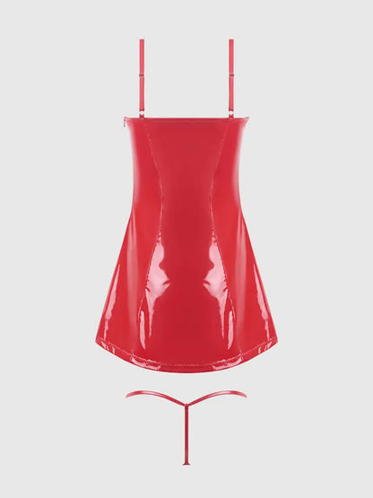 TRINITY PATENT CHEMISE & G-STRING SET