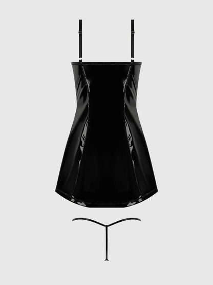 TRINITY PATENT CHEMISE & G-STRING SET
