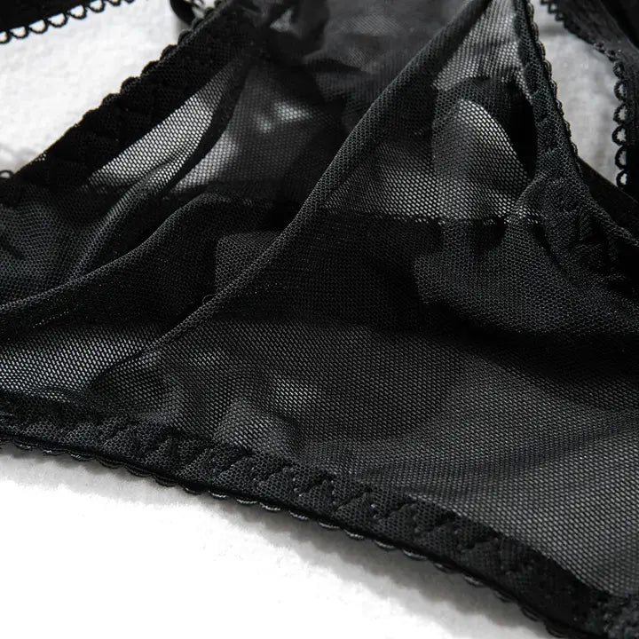 Tassel Sexy Lingerie Set with Garter Belt