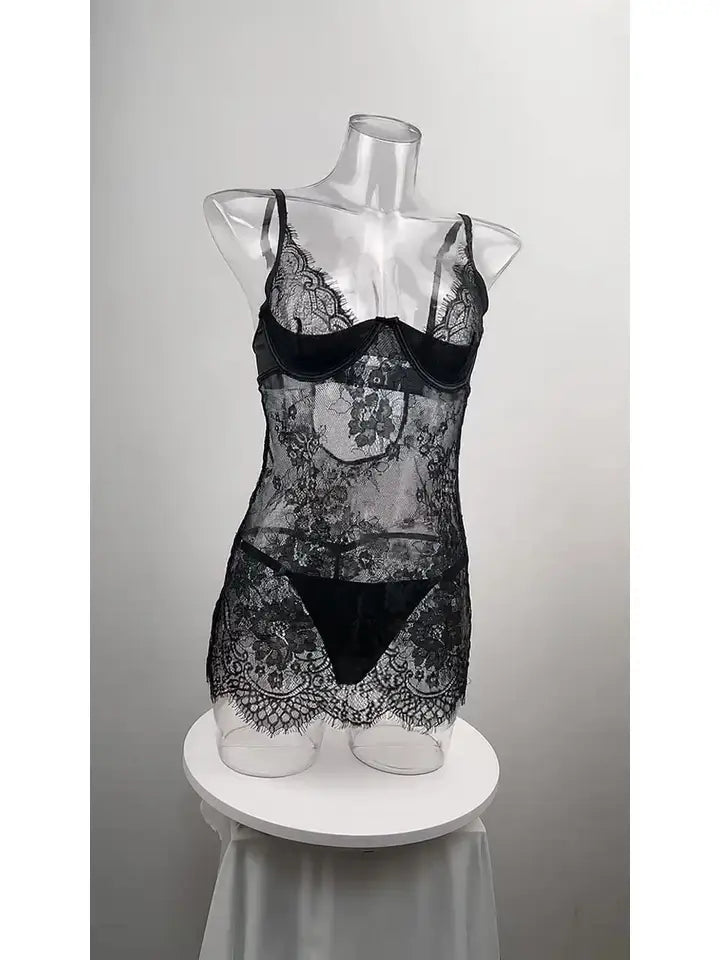 Through Sexy Lingerie Chemise Set