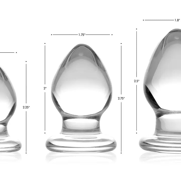 Triplets 3 Piece Glass Anal Plug Kit