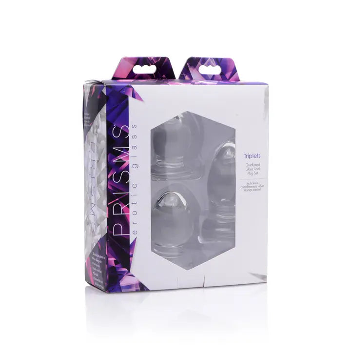 Triplets 3 Piece Glass Anal Plug Kit