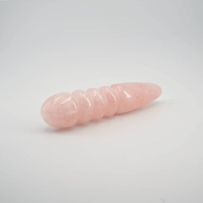 Unduluna handcrafted rose quartz crystal wand made from natural rose quartz for meditation, mindfulness, energy work, chakra balancing, relaxation, and luxury self-care rituals.