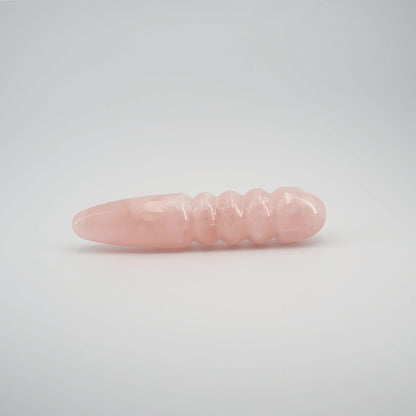 Unduluna handcrafted rose quartz crystal wand made from natural rose quartz for meditation, mindfulness, energy work, chakra balancing, relaxation, and luxury self-care rituals.