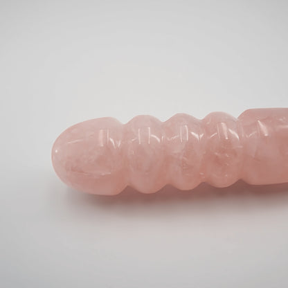 Unduluna handcrafted rose quartz crystal wand made from natural rose quartz for meditation, mindfulness, energy work, chakra balancing, relaxation, and luxury self-care rituals.