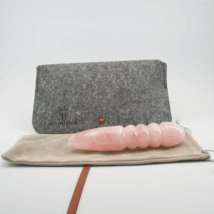 Unduluna handcrafted rose quartz crystal wand made from natural rose quartz for meditation, mindfulness, energy work, chakra balancing, relaxation, and luxury self-care rituals.