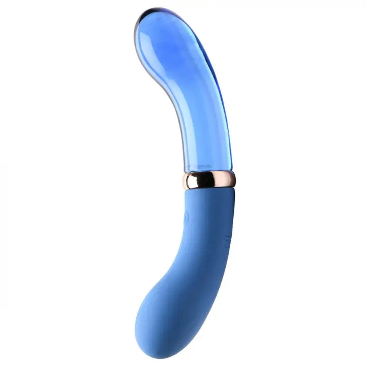 Vibra-Glass 10X Bleu Dual Ended Silicone & Glass Vibrator | Blue