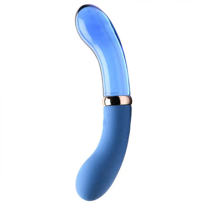 Vibra-Glass 10X Bleu Dual Ended Silicone & Glass Vibrator | Blue