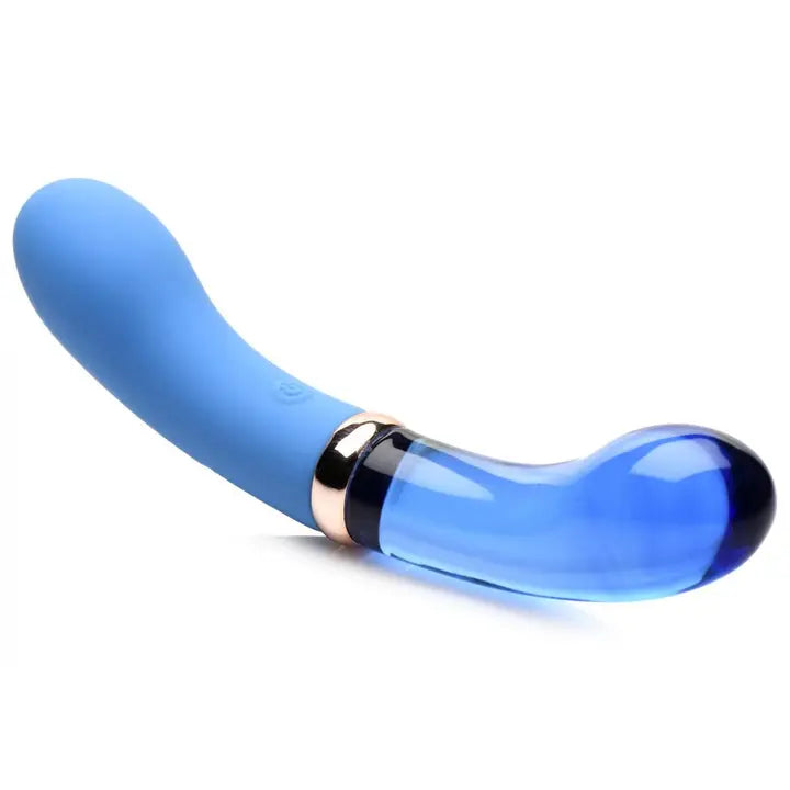 Vibra-Glass 10X Bleu Dual Ended Silicone & Glass Vibrator | Blue
