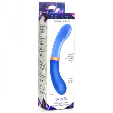 Vibra-Glass 10X Bleu Dual Ended Silicone & Glass Vibrator | Blue