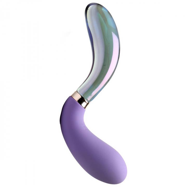 Vibra-Glass 10X Pari Dual Ended Silicone & Glass Vibrator | Purple