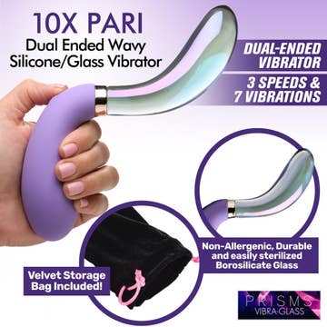 Vibra-Glass 10X Pari Dual Ended Silicone & Glass Vibrator | Purple