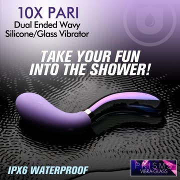 Vibra-Glass 10X Pari Dual Ended Silicone & Glass Vibrator | Purple