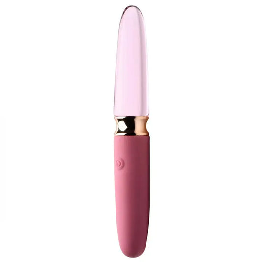Vibra-Glass 10X Rosé Dual Ended Silicone & Glass Vibrator | Pink